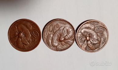 TRE MONETE DA 10 CENTESIMI 1920
