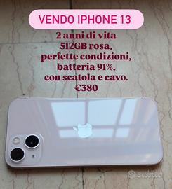 IPhone 13 512GB Rosa – perfetto, batteria 91%