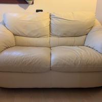 Divano in pelle bianco/panna 2 posti