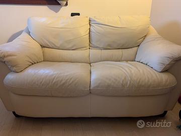 Divano in pelle bianco/panna 2 posti