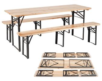 Set Tavolo e Panche In Legno 80x220 Cm