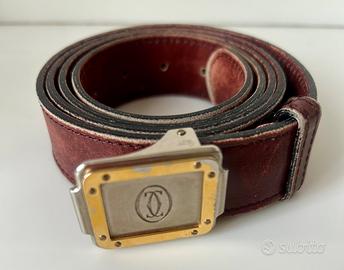 Cintura Cartier pelle bordeaux fibbia logo