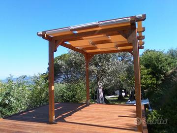 tettoia in legno massello e lamellare