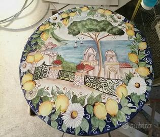 Tavolino tondo vietri bar in ferro decorato vietre