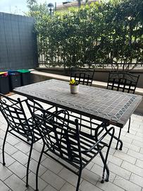 Tavolo da esterno con mosaico + 4 sedie