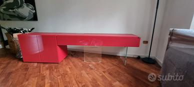 Mobile TV LAGO 36e8 Glass rosso rubino 220 cm