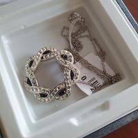 Collier in sterling silver, pietre blu e Swarovski