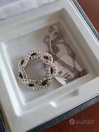 Collier in sterling silver, pietre blu e Swarovski