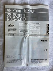 Manuale istruzioni AF Zoom Nikkor