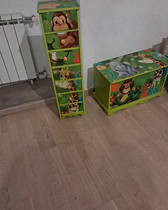Cassettiera +cassapanca giungla 