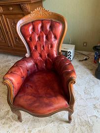 Poltrona bergère in pelle