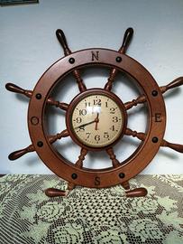 Orologio timone in legno massiccio