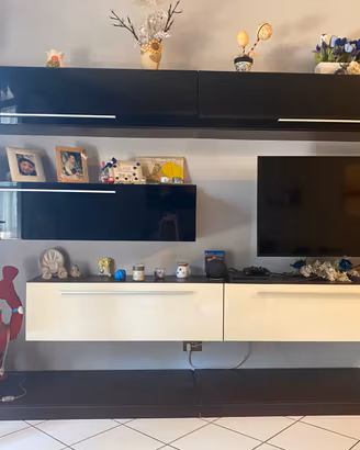 Soggiorno moderno placcato lucido nero e bianco