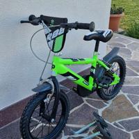 bicicletta bambino nero/verde con rotelline