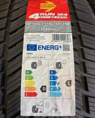 4 pneum. nuovi MOMO 245/45 R 19 98 W  4 stagioni