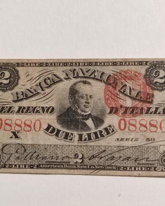 2 lire Radar  Cavour Regno d'Italia  25/7/1886