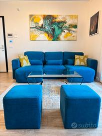 Divano lineare con sedute estraibili