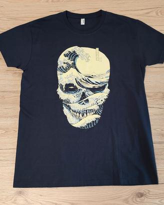 Maglietta t-shirt teschio Onda di Kanagawa M