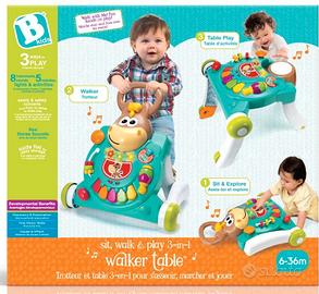 Carrellino primipassi e tavolino 3 in 1 nuovo