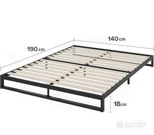 Struttura letto 140 x 190 X 18 con doghe in legno