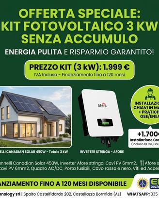 Kit Fotovoltaico 3 kW Pannelli + Inverter — €1.999