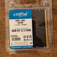 Crucial 48GB DDR5 RAM Kit (2x24GB) 5600MHz SODIMM