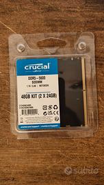 Crucial 48GB DDR5 RAM Kit (2x24GB) 5600MHz SODIMM