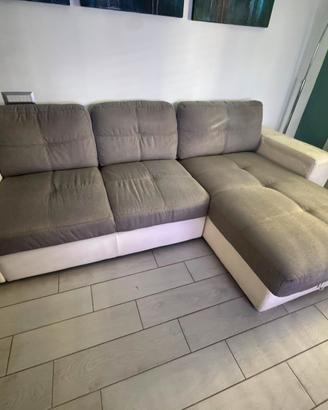 Divano letto con penisola/contenitore e pouf