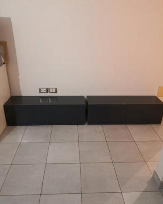 2 mobiletti grigio scuro lucido 100 x 30 x 30