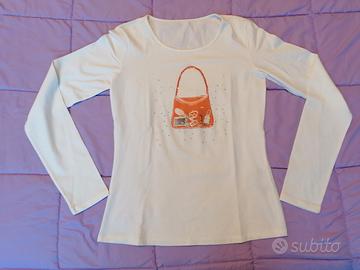 T-shirt maniche lunghe con strass