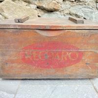 Cassetta legno vintage Recoaro con coperchio 