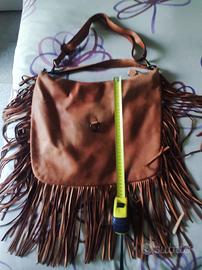 borsa vera pelle vintage con frange