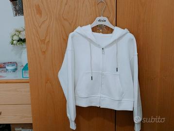 Felpa bianca con zip-Nuovissima 🤍