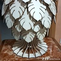 Lume in legno fatto a mano – Design foglie tropica