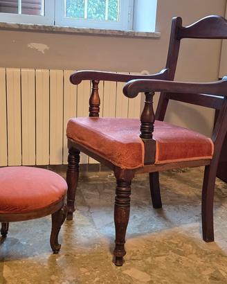 Rara Sedia d’Epoca Edoardiana con Poggiap