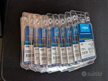 Lotto 10x Crucial 4GB SODIMM DDR3L 1600 NUOVI