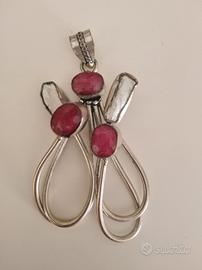 Pendente grande metallo e pietre naturali