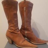 Stivale donna vera pelle marrone