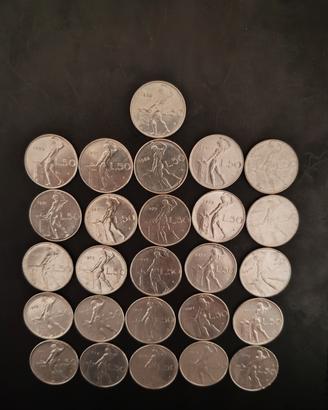 26 monete da 50 Lire del 1988-1973