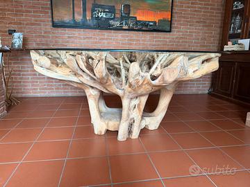 TAVOLO DA PRANZO IN RADICE DI TEAK