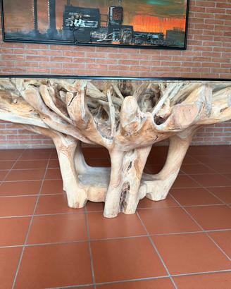 TAVOLO DA PRANZO IN RADICE DI TEAK