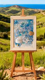 Quadro Con Vetro Bottiglie Gin, con Resina Epossid