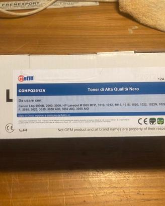 Toner Laser Nero Refill COHPQ2612A / HP 12A (Q2612
