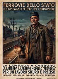 Lampada a carburo vintage, modello Ferrovia