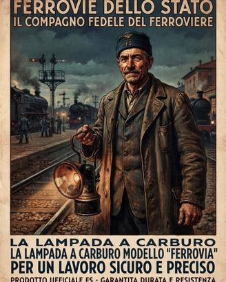 Lampada a carburo vintage, modello Ferrovia