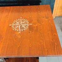 tavolo legno piantana metallo