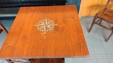 tavolo legno piantana metallo