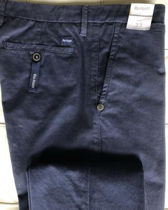 pantalone uomo Chino cotone blu Re Hash taglia 33