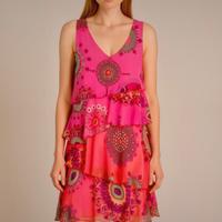 Abito nuovo desigual a balze taglia m in chiffon