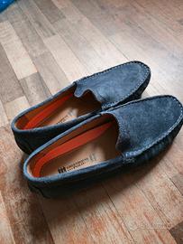 mocassini in camoscio colore blu navy